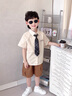 G.DUCKKIDS小黃鴨童裝男童套裝夏季25新款兒童衣服男孩夏裝學(xué)院風(fēng)襯衫兩件套 白色贈+領(lǐng)貸 120 尺碼5~6歲【110-120cm】cm 曬單實(shí)拍圖