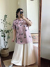 MsShe【新中式印花緞面小衫】大碼女裝2025夏裝胖mm國風(fēng)盤扣小衫 柔霧粉色現(xiàn)貨 2XL 曬單實(shí)拍圖