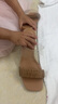 百麗抽褶涼拖女商場同款羊皮透明PVC一字拖3U131BT3 棕色 36 (230mm) 曬單實(shí)拍圖
