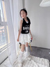 WVD女童夏日裙子套裝2025新款女孩大童夏季洋派半身裙兒童夏裝裙 套裝白上衣+黑裙子 套裝白上衣+ 120 CM 曬單實拍圖