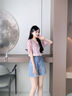 香影牛仔短褲女高腰2025夏裝新款淺藍色寬松小個子遮胯闊腿a字褲 牛仔藍 S 155/80A/85-95斤 曬單實拍圖