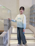moonkids女童套裝2025新款春秋款兒童衛(wèi)衣牛仔喇叭褲洋氣秋裝大童兩件套薄 4916漸變藍衛(wèi)衣 130 cm 曬單實拍圖