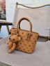 稻草人女包水桶包新款斜挎包設計感小眾大容量高級感時(shí)尚百搭菜籃子包 棕色 曬單實(shí)拍圖