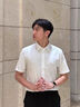 短袖襯衫男士青年學生修身商務休閑免燙襯衣工作服職業(yè)裝衣服 白色 3XL 曬單實拍圖