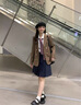 菲洛曼（FEILUOMAN）jk制服秋冬季全套櫻島黑絲秋套裝日系甜辣裙短裙女純欲 紺色裙+西服+嫩黃背心“全套 S 曬單實(shí)拍圖