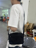 Cowley Keller男士斜挎包帆布單肩包休閑多口袋背包收納通勤包防潑水大容量男包 黑色-高密度防潑水 21*7.5*14.5cm 曬單實(shí)拍圖