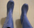 品之德 女士高筒雨鞋 防水防滑耐油耐酸堿水鞋 防汛膠鞋透氣內(nèi)里 藍(lán)色39 曬單實拍圖
