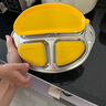 onlycook兒童餐盤吸盤式304不銹鋼餐具分餐盤寶寶嬰兒盤子飯盤-黃色 曬單實(shí)拍圖