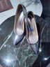 Lily Wei尖頭OL風(fēng)時(shí)裝高跟鞋銀色淺口氣質(zhì)單鞋性感細跟小碼純欲不累腳 銀色亮面【跟高10cm】 37 曬單實(shí)拍圖