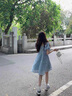妙奕嘉法式連衣裙女士裙子女夏季新款小個子碎花裙輕奢高級感顯瘦遮肚子 藍(lán)色花花泡泡袖公主裙 M 【建議90-105斤】 曬單實拍圖