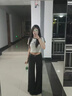 魯雅爾黑色低腰微喇叭牛仔褲女夏季高級垂感小個(gè)子辣妹顯瘦寬松闊腿長褲 黑色 L 曬單實(shí)拍圖