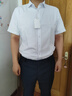 羅蒙（ROMON）三防短袖男商務(wù)白襯衫修身男士職業(yè)裝抗皺襯衣白色45 曬單實拍圖