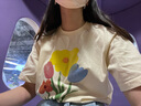 little MO&Co.5A抑菌 little moco童裝24新款女童親子裝純棉多巴胺花朵短袖T恤 米杏色2 160 160/76 (尺碼偏大選小一碼) 曬單實(shí)拍圖