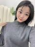 羅蒙（ROMON）重工雕花秋冬新款半高領(lǐng)打底衫女寬松內(nèi)搭中領(lǐng)毛衣打底洋氣針織衫 灰色 M 曬單實(shí)拍圖
