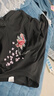 攸帝娣夏季中國風(fēng)錦鯉棉質(zhì)復(fù)古百搭刺繡T恤短袖男2025新款時尚體恤ins潮 黑色 XL 建議125-140斤 曬單實拍圖