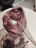 吳蠶里（WUCANLI）高定刺繡珠花羽落手工釘珠真絲混紡絲巾女春秋薄款圍巾送禮紗巾 高奢紫 200x70cm 曬單實拍圖