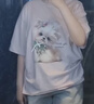 森馬（Semir）短袖t恤女中長款寬松可愛小羊印花2025夏新款狗狗印花純棉套頭衫 橡皮粉61216-可愛狗狗 XL 曬單實拍圖
