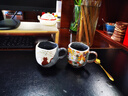 北野工坊手作釉下彩金箔花馬克杯咖啡杯茶杯水杯子禮品情侶款兔子奶牛圖案 金花#貓咪（一對） 曬單實拍圖