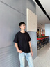 名創(chuàng)優(yōu)品（MINISO）220G重磅華夫格短袖男肌理感高端ins潮流圓領半袖男士寬松百搭T恤 黑色 XL 180 (不起球不掉色) 曬單實拍圖