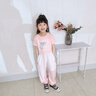 moonkids女童防蚊褲速干長褲夏季新款兒童運動褲子2025薄款夏天冰絲休閑褲 兩件套 15117粉色+18908粉色短袖 140 cm 曬單實拍圖