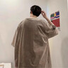 百鵲亭（BAIQUETING）美式復(fù)古短袖t恤套裝男生休閑一套搭配高街牛仔褲酷帥穿搭兩件套 【2件套】水洗椰樹棕色+牛仔褲藍(lán) XL 曬單實拍圖