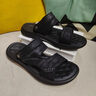 木林森涼鞋夏季新款男鞋涉水兩用沙灘鞋開(kāi)車(chē)休閑軟底拖鞋踩屎感一字涼拖 黑色 41 （標準皮鞋碼） 曬單實(shí)拍圖