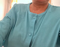 銅牛汗布六分袖開襟女衫2025春夏新款睡衣家居服上衣女VS347 藍(lán)綠 L 170/95 曬單實(shí)拍圖