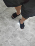 熱風(fēng)(商場同款）男拖鞋夏季新款時尚潮流沙灘鞋舒適休閑外穿一字拖男 01黑色 42 正碼 曬單實(shí)拍圖