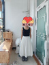 FILA FUSION斐樂(lè)潮牌女士短裙2025夏季新款休閑寬松半身裙花苞裙 奶霧白-WT XS 155/58A/XS 曬單實(shí)拍圖