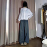 蔚占女士直筒牛仔褲夏季女褲子2025高腰闊腿褲微喇牛仔褲女薄款休閑褲 微喇牛仔褲 M 【建議95-110斤左右】 曬單實(shí)拍圖