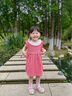 迷你木木屋女童夏季連衣裙小女生夏天純棉可愛(ài)裙子透氣舒適 格子紅  110  曬單實(shí)拍圖