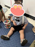 G.DUCKKIDS小黃鴨童裝男童套裝夏季兒童西服純棉襯衫背帶1-3歲寶寶周歲禮服 8266豎條皇冠米色 90 建議80-90cm1歲半-2 曬單實拍圖