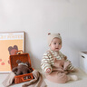 G.DUCKKIDS嬰兒春裝連體衣春秋男寶寶早春衣服嬰幼兒外套裝春季背帶褲外出服 咖啡色 90碼 曬單實拍圖