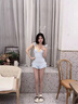 麓格立泳衣女新款高級絕美連體聚攏小胸遮肚顯瘦海邊度假泡溫泉泳衣 淺藍色泳衣均碼【建議80-115斤】 曬單實拍圖
