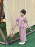 迪士尼寶寶女童套裝夏季2025新款洋氣時髦女寶寶韓范短袖兩件套兒童夏裝彩扣 粉色 90 建議80-90cm1歲半-2歲cm 曬單實拍圖