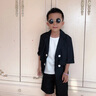 G. DUCKKIDS男童西裝套裝夏季帥氣短袖休閑小童女童小西裝禮服兒童西服三件套 黑色兩件套 90 曬單實(shí)拍圖