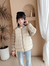 高梵兒童羽絨服黑金5.0鵝絨服男女童寶寶輕薄撞色立領短款羽絨外套 YT淺米灰 120 （充絨量52g） 曬單實拍圖