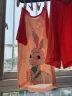 猫人儿童睡衣纯棉女童短袖套装夏季薄款中大童家居服 桔色兔子 120 实拍图