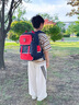 Edison小學(xué)生書包護(hù)脊護(hù)腰防下墜防潑水英倫風(fēng)兒童雙肩包2523-2紅色 曬單實(shí)拍圖
