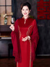TKHE披風(fēng)婚禮媽媽旗袍禮服圍巾外搭女酒紅色新款披肩斗篷仿帶袖披肩 棗紅 [無(wú)亮片] 均碼 85-180斤左右 曬單實(shí)拍圖