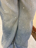 美洋（MEIYANG）星雨牛仔褲 洗水噴白燙鉆寬松直筒闊腿【大60】 藍色（加長(cháng)版） M 曬單實(shí)拍圖