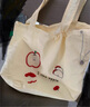 匡睿 帆布包女生韓版ins風(fēng)慵懶紅色托特包輕便大容量海邊度假單肩包包 白色 曬單實(shí)拍圖