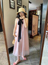 艾美琦美（AIMEIQIMEI）新款夏天溫柔風寬松系帶連衣裙2025夏季無袖海邊度假中長款裙子女 粉色 L 曬單實拍圖