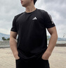 阿迪達斯（adidas）男子夏季新款經(jīng)典舒適透氣健身訓練速干休閑運動(dòng)短袖T恤 黑白色 L 曬單實(shí)拍圖