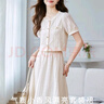 AEMAPE大牌小香風(fēng)兩件套裝2025新款今年流行小個(gè)子夏季真絲桑蠶絲連衣裙 杏色 M 建議100斤以下 曬單實(shí)拍圖