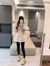 鴨鴨中長(zhǎng)款羽絨服女士2025年冬季新款潮流撞色連帽收腰顯瘦派克服外套 粉色 M 曬單實(shí)拍圖
