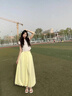 慕瑤雨甜美少女蓬蓬花苞裙2025夏純色百搭A(yù)字裙子高腰顯瘦燈籠長(zhǎng)款裙子 嫩黃花苞裙 S 85-95斤 曬單實(shí)拍圖