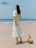 伊芙麗（eifini）伊芙麗魚尾別致碎花半身裙2023夏裝新款設(shè)計感氣質(zhì)雪紡茶歇裙子 淺綠 M 160/64A 曬單實拍圖