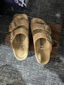 BIRKENSTOCK勃肯德國進(jìn)口新品女款牛皮革涂油Arizona雙扣涼拖鞋 棕色窄版1028401 37 曬單實(shí)拍圖