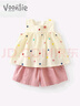 凡獵女童夏裝套裝2025新款洋氣時(shí)髦兒童衣服寶寶小女孩短袖兩件套夏季 米色 80 cm 曬單實(shí)拍圖
